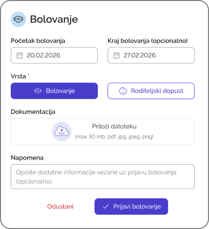 Prijava bolovanja u Klokiju